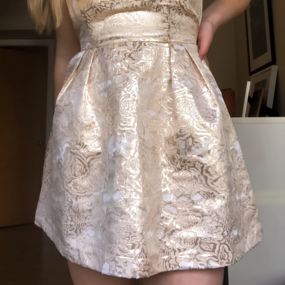 Champagne brocade mini dress